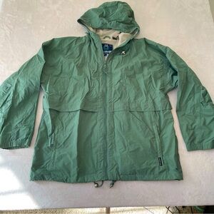 VTG Members Only Mens Windbreaker Jacket Full Zip Mesh Lined Hooded Green Sz L
